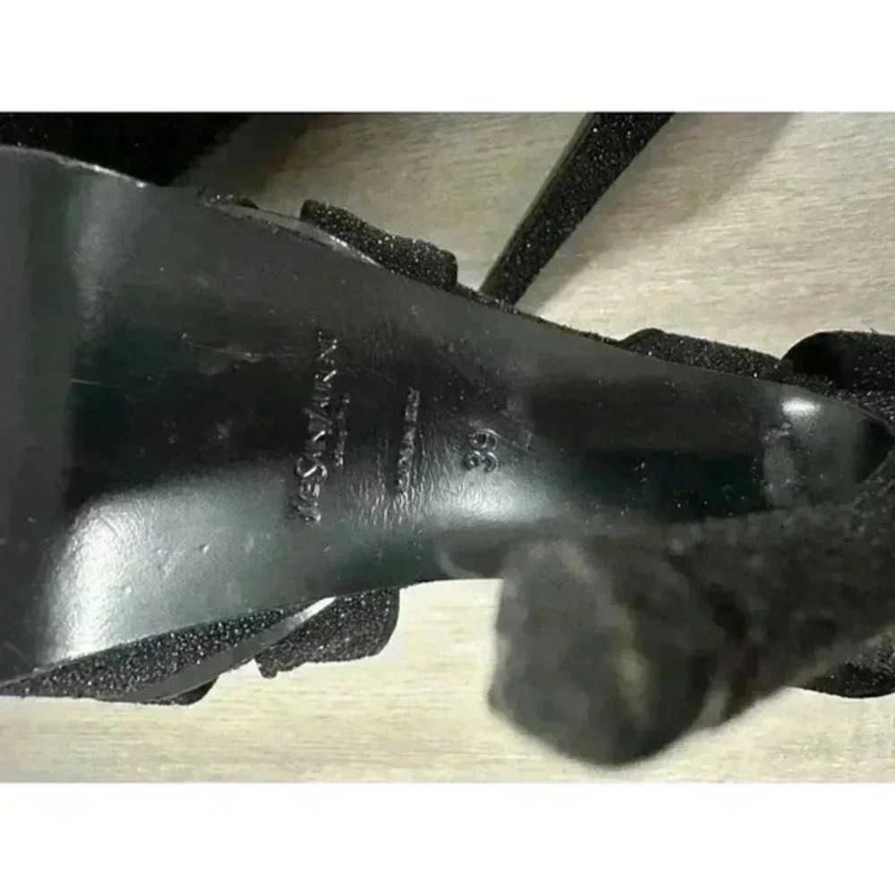 YSL Saint Laurent Women's Tribute Sandal Black‎ Sparkling Size 39 - Picture 12 of 12